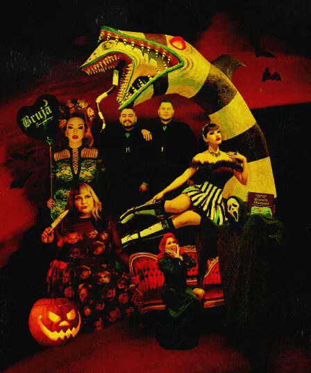 Collage of creators Victoria Venin, Hauntina, Backstitch Bruja, Pinup Doll Ashley Marie and Ghoul Daddies