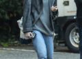 Lily Collins looked worlds away from her glamorous Emily in Paris character on the set of Close Personal Friends on Wednesday- after filming a drug scene for the new movie
