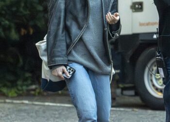 Lily Collins looked worlds away from her glamorous Emily in Paris character on the set of Close Personal Friends on Wednesday- after filming a drug scene for the new movie