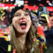 Recording artist Taylor Swift reacts after the AFC Championship game against the Buffalo Bills at GEHA Field at Arrowhead Stadium. Mark J&period; Rebilas-Imagn Images