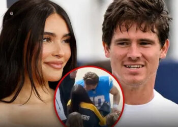 Madison Beer Kisses Justin Herbert on Sideline Pregame