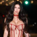 A close-up of Megan Fox in her blood dripping corset gown