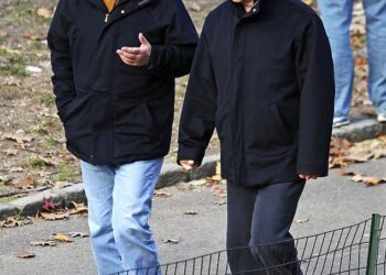 Andrew (left) and Epstein (right) strolling together in Central Park on December 5, 2010