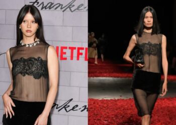 Mia Goth Goes Sheer in Ferragamo for the 'Frankenstein' NYC Screening