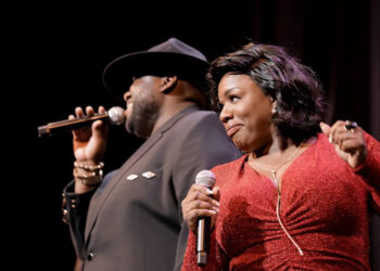 The War and Treaty (Michael Trotter Jr., left, and Tanya Trotter) perform onstage during Grammy Museum's Hall Of Fame Gala and Concert in Los Angeles on May 21, 2024.