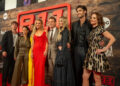 The stars of "9-1-1: Nashville" burn hot on the red carpet inside the W Hotel in Nashville. From left to right: Michael Provost, Juani Feliz, Hailey Kilgore, Jessica Capshaw, Chris O'Donnell, LeAnn Rimes, Hunter McVey and Kimberly Williams-Paisley. Oct. 7, 2025.