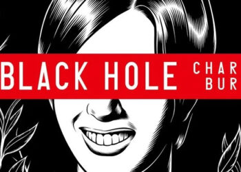 A black-and-white image of the cover of Black Hole