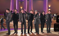(L-R) Jimin, J-Hope, Jin, Jungkook, RM, Suga, and V of BTS perform onstage during the 64th Annual GRAMMY Awards at MGM Grand Garden Arena on April 03, 2022 in Las Vegas, Nevada.