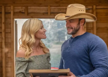 Katherine McNamara as Heather and Dennis Andres as Cliff. Montana Mavericks.