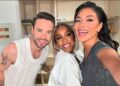 Nicole in a selfie with Liam and Kelly Rowland as they filmed his last project