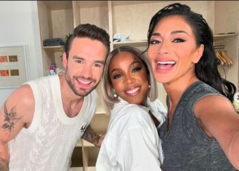 Nicole in a selfie with Liam and Kelly Rowland as they filmed his last project