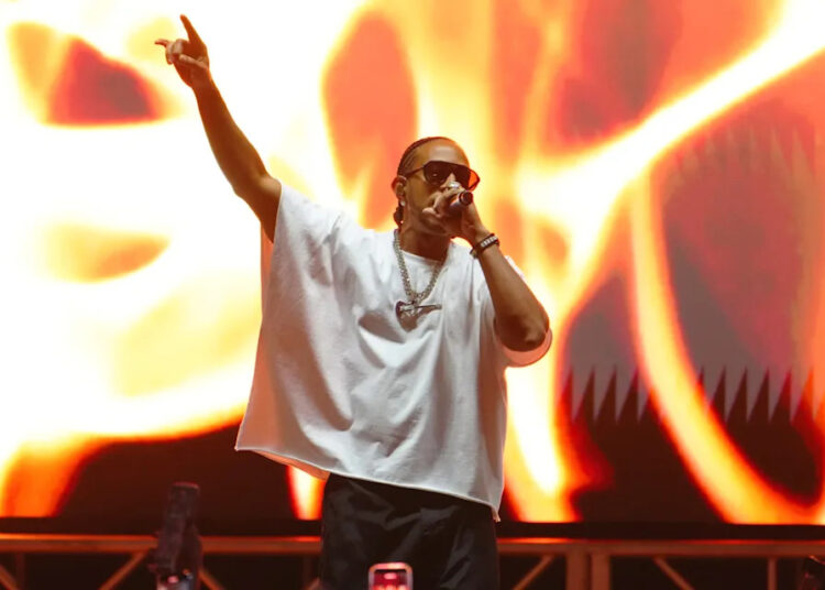 This is a photo of American rapper Ludacris performing during the Las Vegas Aces WNBA championship victory parade and rally. He is set to perform at ONE Musicfest which will be held in Atlanta, Georgia on Oct. 25 and Oct. 26.