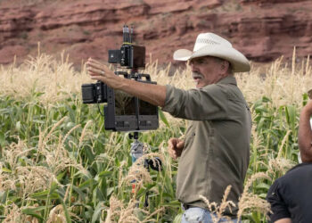 Kevin Costner directs on the set of his Western drama "Horizon: An American Saga" (2024). (Richard Foreman/Warner Bros./Richard Foreman)