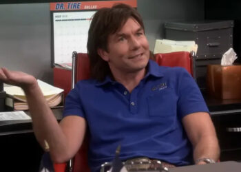 Older Georgie in his Dr. Tire office in "The Big Bang Theory"