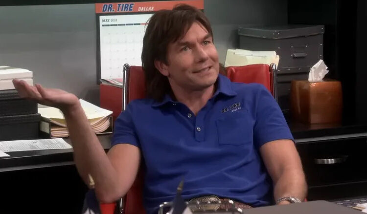 Older Georgie in his Dr. Tire office in "The Big Bang Theory"