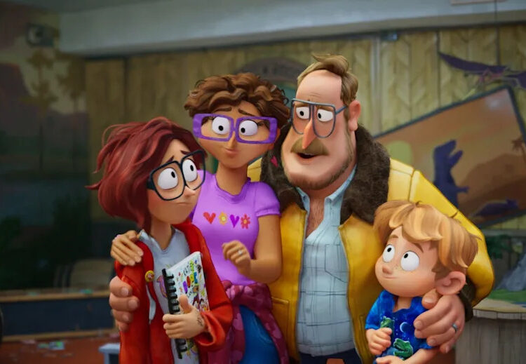 abbi jacobson as katie mitchell, maya rudolph as linda mitchell, danny mcbride as ri, the mitchells vs the machines