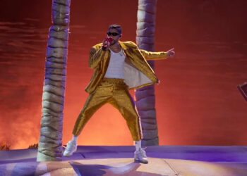 Puerto Rican Rapper Bad Bunny performs during his World's Hottest Tou