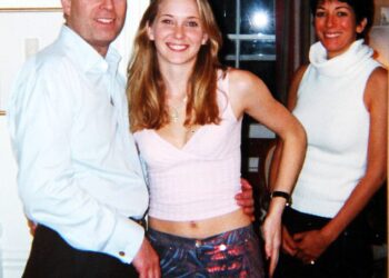 Virginia Giuffre photographed with Prince Andrew and Ghislaine Maxwell in London in 2001