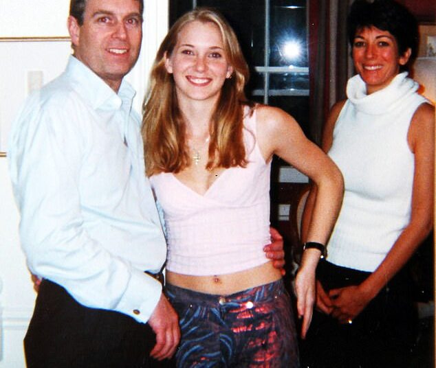 Virginia Giuffre photographed with Prince Andrew and Ghislaine Maxwell in London in 2001