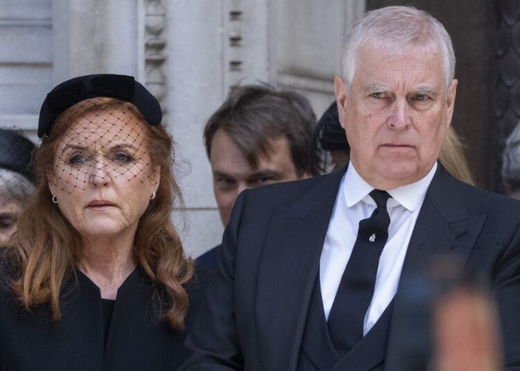 LONDON, ENGLAND - SEPTEMBER 16: Prince Andrew, Duke of York and Sarah Ferguson, Duchess of York attend the funeral of Katharine, Duchess of Kent at Westminster Cathedral on September 16, 2025 in London, England. Katharine, Duchess of Kent was married Prince Edward, Duke of Kent, the first cousin of Queen Elizabeth II. She died on September 4 at the age of 92 at Kensington Palace surrounded by her family. Having converted to Catholicism in 1994, her funeral takes place at Westminster Cathedral and is the first Catholic funeral to be held for a member of the royal family in modern British history. Her Royal Highness will be laid to rest at the Royal Burial Ground at Frogmore, Windsor. (Photo by Mark Cuthbert/UK Press via Getty Images)