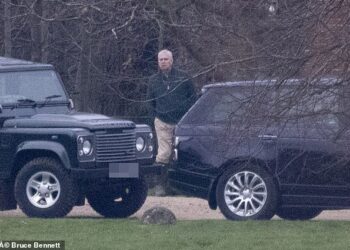 Prince Andrew pictured hosting a shooting party on the Windsor estate for his friends in January last year