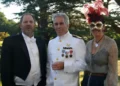 The Sun/News Licensing Harvey Weinstein, Jeffrey Epstein and Ghislaine Maxwell are pictured standing on the lawn at Royal Lodge on the royal estate in Windsor with trees in the background. All wear fancy dress with Weinstein and Epstein wearing suits and Maxwell is seen wearing a mask.