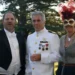The Sun/News Licensing Harvey Weinstein, Jeffrey Epstein and Ghislaine Maxwell are pictured standing on the lawn at Royal Lodge on the royal estate in Windsor with trees in the background. All wear fancy dress with Weinstein and Epstein wearing suits and Maxwell is seen wearing a mask.
