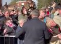 A still from a video of the man shouting during a visit to Lichfield Cathedral by the King (Stephanie Wareham/PA)