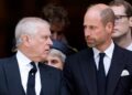 LONDON, UNITED KINGDOM - SEPTEMBER 16: (EMBARGOED FOR PUBLICATION IN UK NEWSPAPERS UNTIL 24 HOURS AFTER CREATE DATE AND TIME) Prince Andrew, Duke of York and Prince William, Prince of Wales attend Katharine, Duchess of Kent's Requiem Mass service at Westminster Cathedral on September 16, 2025 in London, England. Katharine, Duchess of Kent was married to Prince Edward, Duke of Kent, a first cousin of Queen Elizabeth II. She died on September 4 at the age of 92 at Kensington Palace surrounded by her family. Having converted to Catholicism in 1994, her funeral takes place at Westminster Cathedral and is the first Catholic funeral to be held for a member of the royal family in modern British history. Her Royal Highness will be laid to rest at the Royal Burial Ground at Frogmore, Windsor. (Photo by Max Mumby/Indigo/Getty Images)