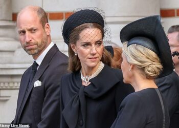 Prince William with the Princess of Wales and the Duchess of Edinburgh at the Duchess of Kent's funeral at Westminster Cathedral