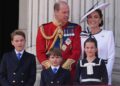 The Prince and Princess of Wales with their children, Prince George, Prince Louis, and Princess Charlotte, on the balcony of Buckingham Palace, Londo
