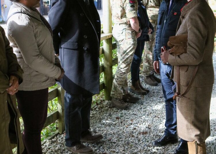 Princess Anne speaking to Martin Clunes