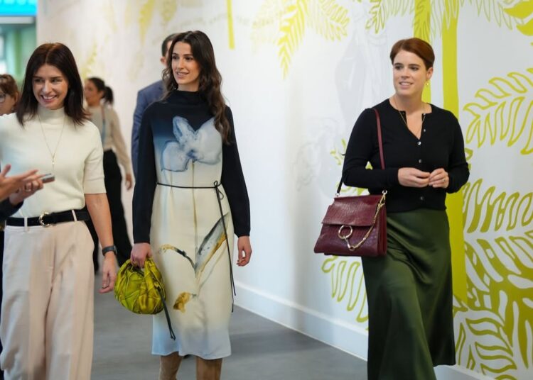 Princess Eugenie walking with Princess Rajwa