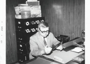 Bob Brown sits in his recording studio in 1968.