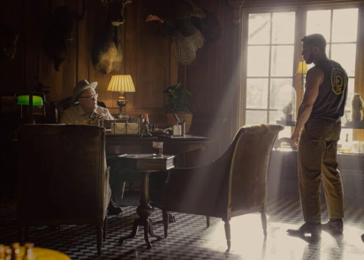Robert Patrick as Jeremiah Dunmire and Beau Knapp as Cole Dunmire in Tulsa King, episode 4, season 3, streaming on Paramount+, 2025. Photo Credit: Brian Douglas/Paramount+.