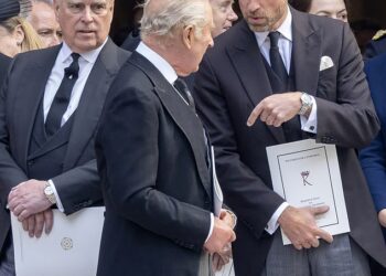 Prince William is the driving force behind acting decisively to strip Andrew of his dukedom and other honours, Andrew Lownie has claimed (Pictured: with Andrew at the Duchess of Kent's funeral last month)