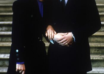 Prince Andrew and Sarah Ferguson upon the announcement of their engagement in March 1986