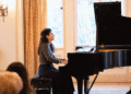 Pianist Dalida Arakelian plays on grand piano at Scholarship Foundation of Santa Barbara event. (Courtesy photo)