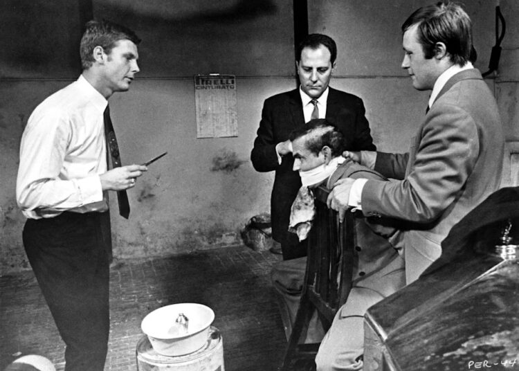 From left: James Fox, Stanely Meadows and John Bindon in Performance