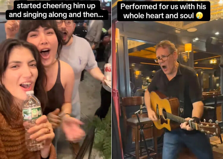 Courtesy of Mishelle Ferro - PHOTO: Mishelle Ferro shared a viral TikTok video of her and her family and friends singing along with Tom Riccobono, while he was performing at an empty restaurant in New York City on Oct. 4, 2025.