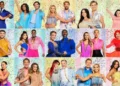 A collage of all the Strictly Come Dancing celebrities and their professional partners