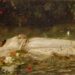 Friedrich Heyser: Ophelia, ca. 1900. A serene depiction of a figure lying in water surrounded by nature.