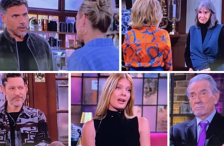 The Young and the Restless characters Nick, Sharon, Nikki, Jill, Daniel, Phyllis, and Victor.