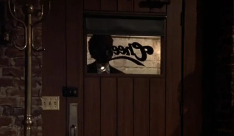 Bob Broder in the shadows in "Cheers"