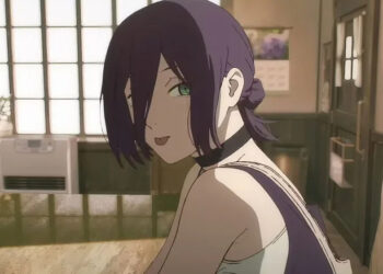 Reze sticks her tongue out in a teasing way in Chainsaw Man - The Movie: Reze Arc