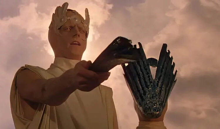 A Martian holding a Martian device in The Martian Chronicles