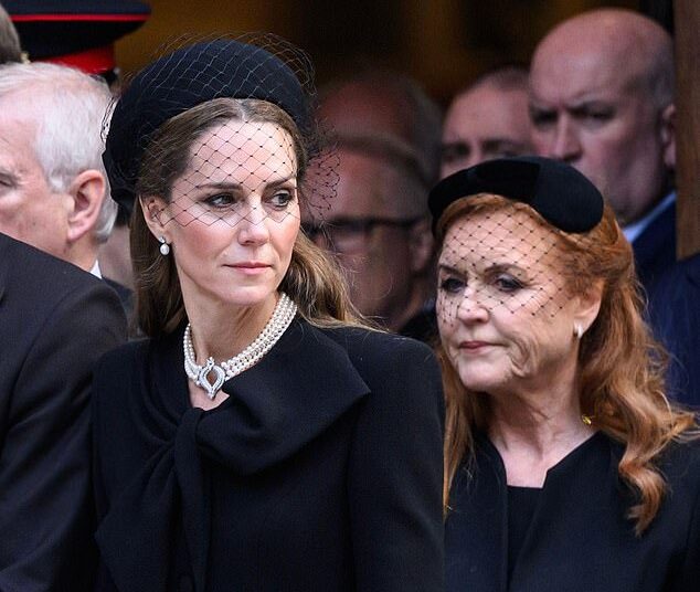 Striking video footage captured as the Royals stood on the steps of Westminster Cathedral in mid-September showed Kate appearing to deliberately ignore Fergie by refusing to engage in any conversation, while also turning her head as she walked past