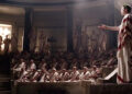The Roman senate engage in political discussions in Season 1 of Rome