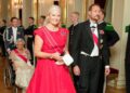The Crown Prince and Crown Princess of Norway attend a gala dinner for members of Norway's parliament, the Storting, at the Royal Palace in Oslo on October 23, 2025 (Terje Bendiksby/NTB/Alamy)
