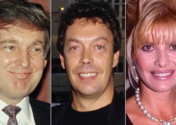 From left: Donald Trump, Tim Curry and Ivana Trump in the early 1990s.